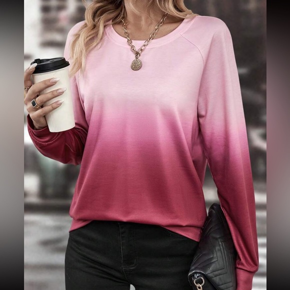 Boho pink Ombre raglan sleeve sweatshirt - Picture 5 of 5